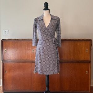 Laundry By Shelli Black and White Wrap Dress 3/4 Sleeves